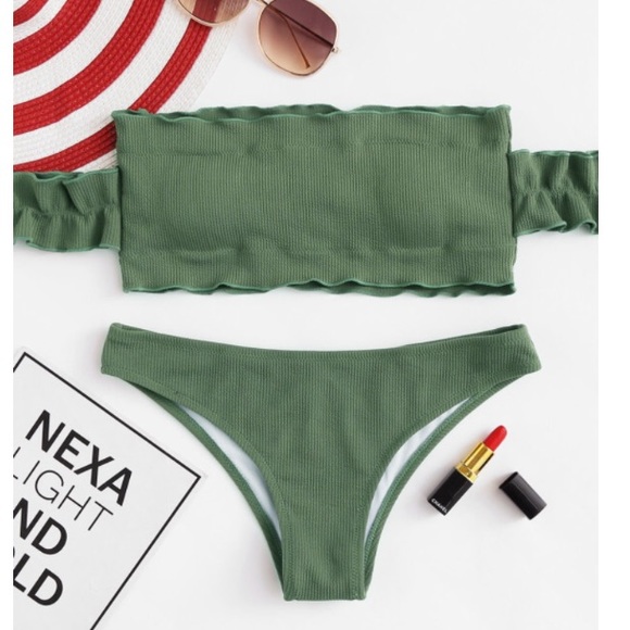 Other - green bandeau Off Shoulder Bikini Set